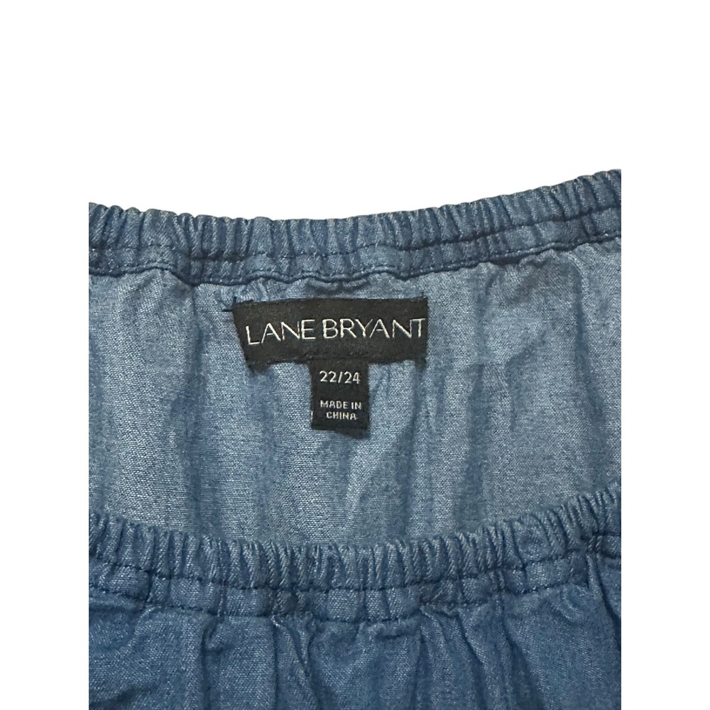 Lane Bryant Women's Denim Off Shoulder Ruffle Layered Bliuse Size 22 24 - Picture 2 of 6